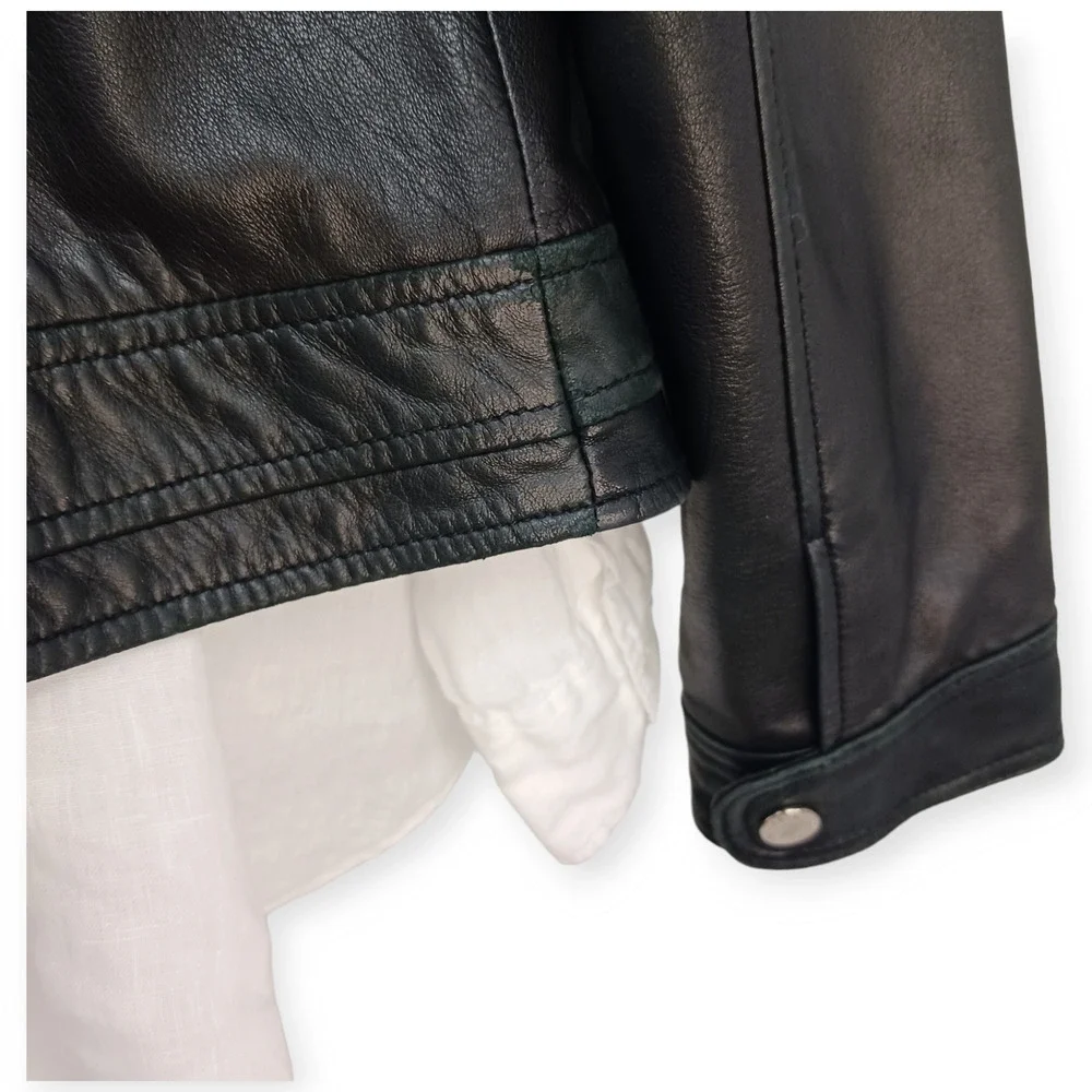 Laundry by Shelli Segal SZ XL Genuine Leather Jacket Gold Trim Buttery Soft